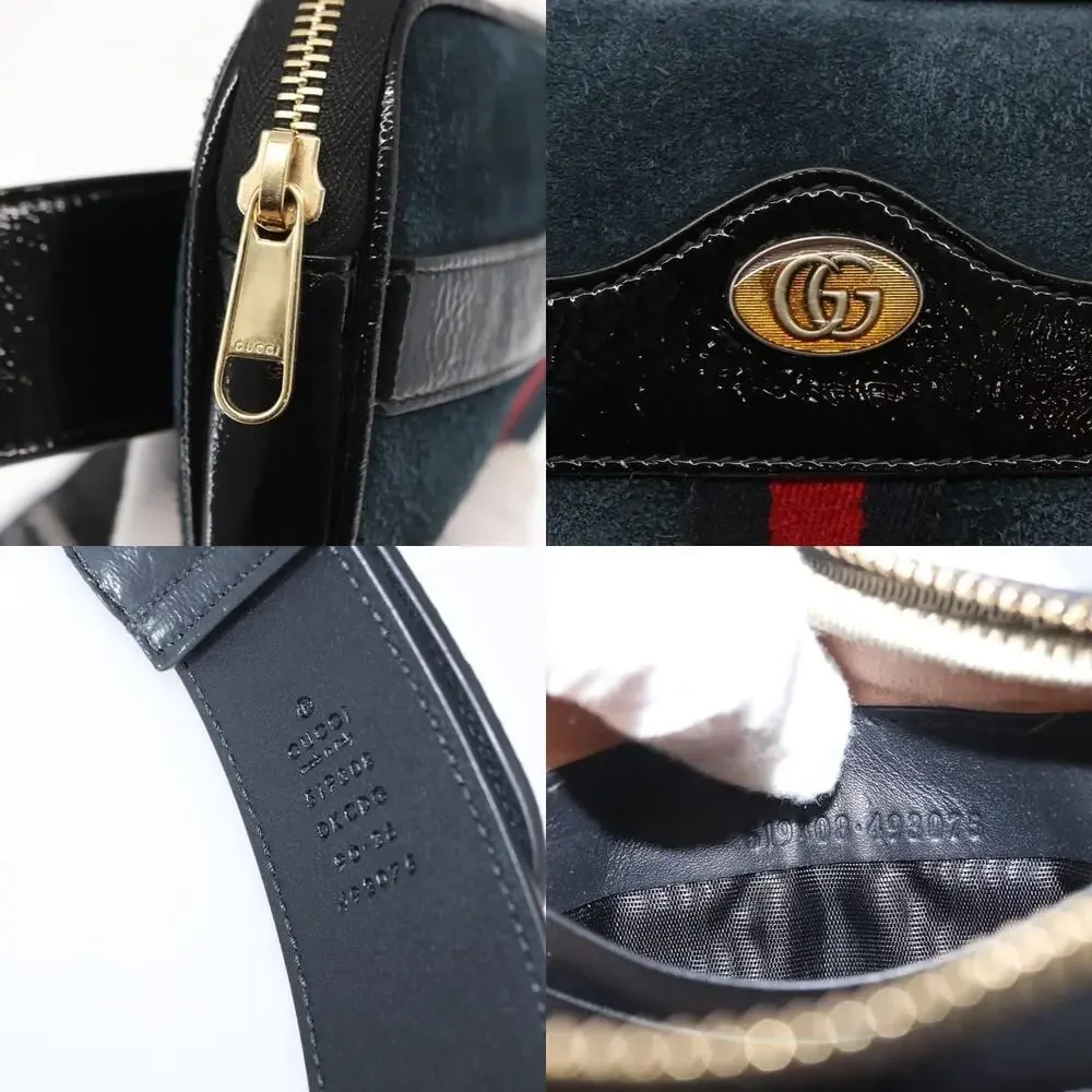 Gucci Suede Web Enamel Waist Bag Navy